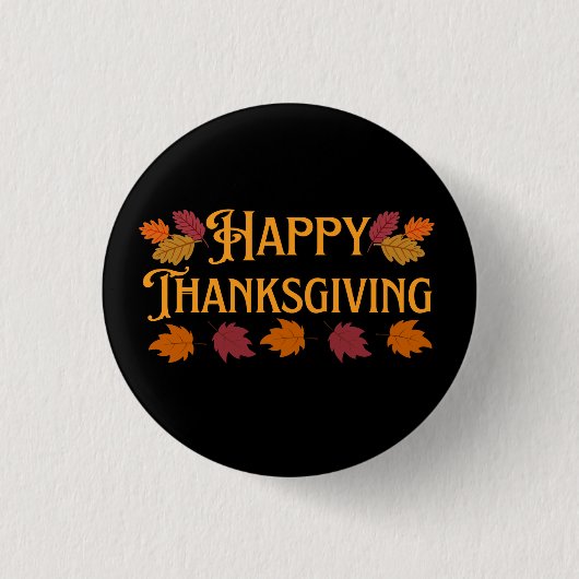 Badge Rond 2,50 Cm Happy Thanksgiving (Devant)
