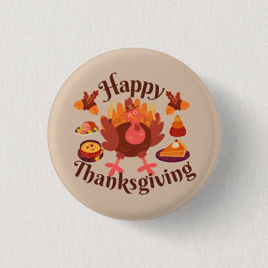 Badge Rond 2,50 Cm Happy Thanksgiving (Devant)