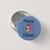 Badge Rond 2,50 Cm Happy Winter, mignon Penguin (Devant & derrière)