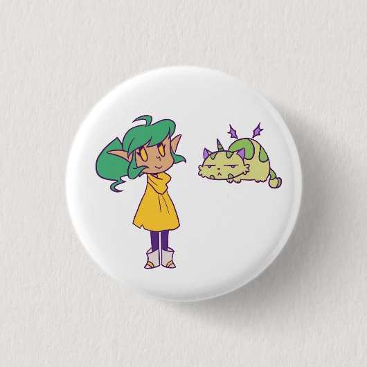 Badge Rond 2,50 Cm Harpie et citrouille (Devant)