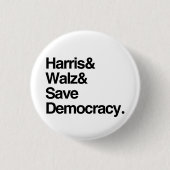Badge Rond 2,50 Cm Harris et Walz et Save Democracy (Devant)