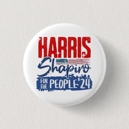 Badge Rond 2,50 Cm Harris Shapiro 2024 Pour le peuple Drapeau américa (Devant)