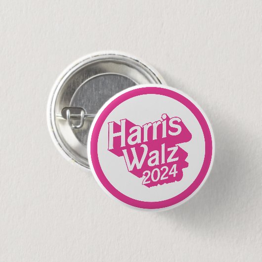 Badge Rond 2,50 Cm Harris Walz 2024 Pink (Devant & derrière)