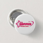 Badge Rond 2,50 Cm Harris Walz Girly Pink Stars and Hearts Président (Devant & derrière)