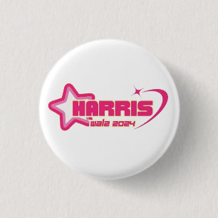 Badge Rond 2,50 Cm Harris Walz Girly Pink Stars and Hearts Président