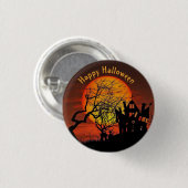 Badge Rond 2,50 Cm Hauné Pleine lune de maison graphique Halloween (Devant & derrière)