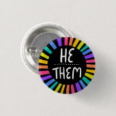 Badge Rond 2,50 Cm HE / EUX Pronounounes Rainbow Handlettered Pride (Devant & derrière)