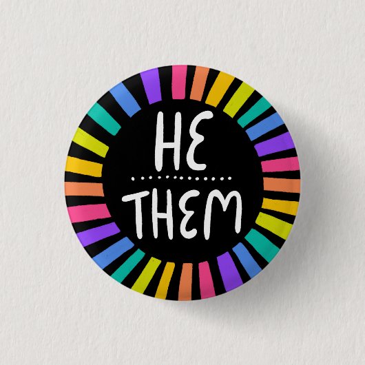 Badge Rond 2,50 Cm HE / EUX Pronounounes Rainbow Handlettered Pride (Devant)