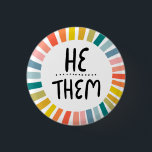 Badge Rond 2,50 Cm HE / EUX Pronounounes Rainbow Handlettered Pride<br><div class="desc">Décorez votre tenue avec ce bouton d'art cool. Ça fait un grand cadeau ! Vous pouvez le customiser,  modifier les couleurs arrière - plans et ajouter du texte. Consultez ma boutique pour plus de couleurs et de motifs ! Faites-moi savoir si vous aimeriez quelque chose de personnalisé aussi.</div>