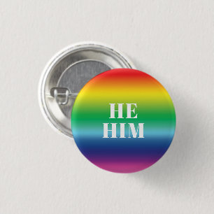 Badge Rond 2,50 Cm He, Him gender Pronouns rainbow gay pride flag