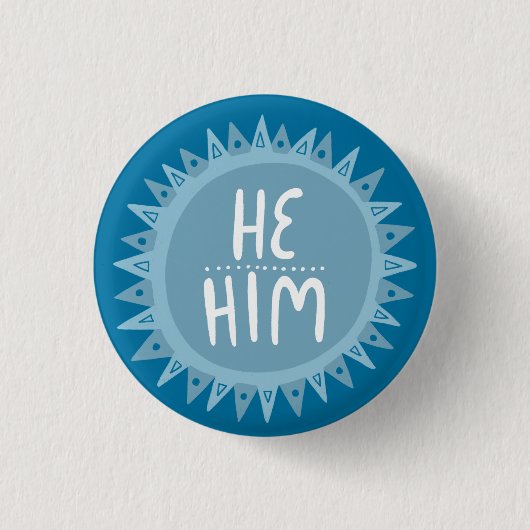 Badge Rond 2,50 Cm HE / HIM Pronounounes Sun Pride handlettered Blue (Devant)