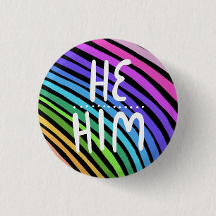 Badge Rond 2,50 Cm HE/HIM Pronounounounounounes Arc-en-ciel coloré