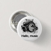 Badge Rond 2,50 Cm hello music (Devant & derrière)
