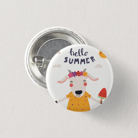 Badge Rond 2,50 Cm Hello Summer (Devant & derrière)