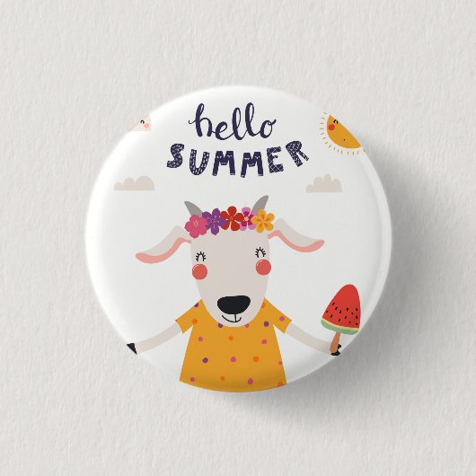 Badge Rond 2,50 Cm Hello Summer (Devant)