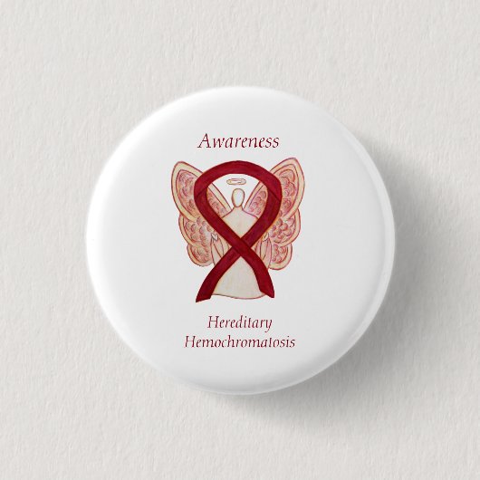 Badge Rond 2,50 Cm Hémochromatose héréditaire Sensibilisation Ruban P (Devant)