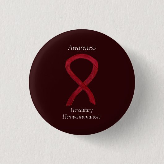 Badge Rond 2,50 Cm Hémochromatose héréditaire Sensibilisation Ruban P (Devant)