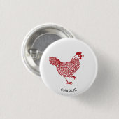 Badge Rond 2,50 Cm Hen Chicken Personnalisé (Devant & derrière)