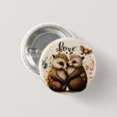 Badge Rond 2,50 Cm hérisson amoureux (Devant & derrière)