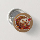 Badge Rond 2,50 Cm Hérisson d'automne (Devant & derrière)