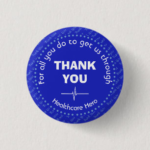 Badge Rond 2,50 Cm Héros de soins de santé Merci personnalisable BLUE