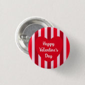 Badge Rond 2,50 Cm Heureuse Sainte-Valentin mignon rouge rayé simple (Devant & derrière)