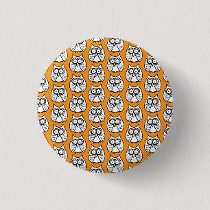Badge Rond 2,50 Cm Hiboux de dessin animé drôle d'Halloween orange