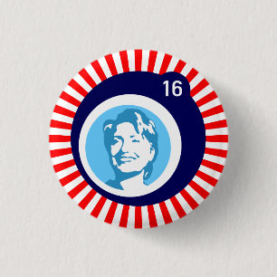 Badge Rond 2,50 Cm hillary clinton bleuBubble rougeRays
