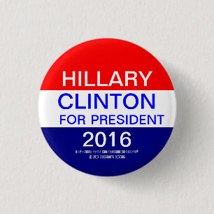 BADGE ROND 2,50 CM HILLARY CLINTON POUR LE PRÉSIDENT 2016