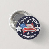 Badge Rond 2,50 Cm Hillary Clinton/Tim Kaine (Devant & derrière)