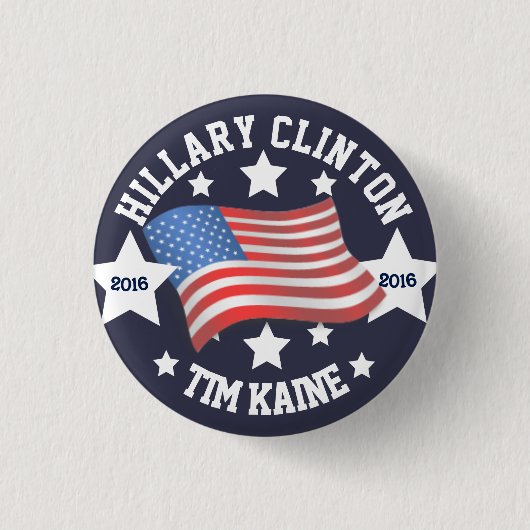 Badge Rond 2,50 Cm Hillary Clinton/Tim Kaine (Devant)