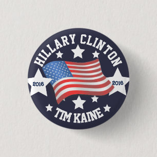 Badge Rond 2,50 Cm Hillary Clinton/Tim Kaine