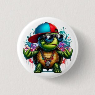 Badge Rond 2,50 Cm hip hop de tortue cool