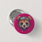 Badge Rond 2,50 Cm Hippie Bear I (Devant & derrière)