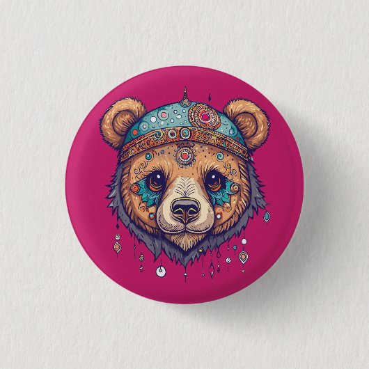 Badge Rond 2,50 Cm Hippie Bear I (Devant)