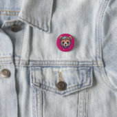 Badge Rond 2,50 Cm Hippie Bear I (En situation)