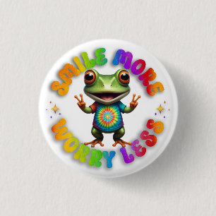 Badge Rond 2,50 Cm Hippie Frog Happy Positive vibes mignonnes et colo