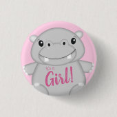 Badge Rond 2,50 Cm Hippo Baby shower rose (Devant)