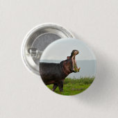 Badge Rond 2,50 Cm Hippopotamus de la faune (Devant & derrière)