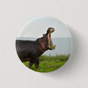 Badge Rond 2,50 Cm Hippopotamus de la faune