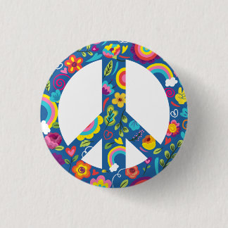 Badge Rond 2,50 Cm Hippy 60s Boho Peace Sign