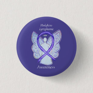 Badge Rond 2,50 Cm Hodgkins Lymphoma Art Angel Violet Ruban Pins