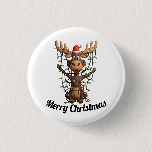 Badge Rond 2,50 Cm Holiday Lights Moose (Devant)