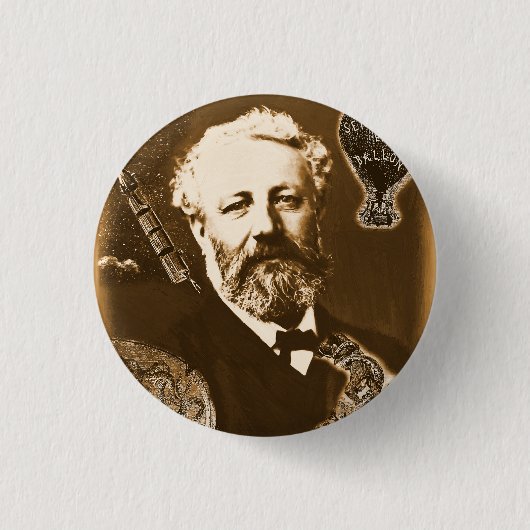 Badge Rond 2,50 Cm Hommage à Jules Verne (Devant)