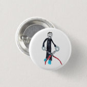 Badge Rond 2,50 Cm Homme à ciseaux par Claire (Devant & derrière)