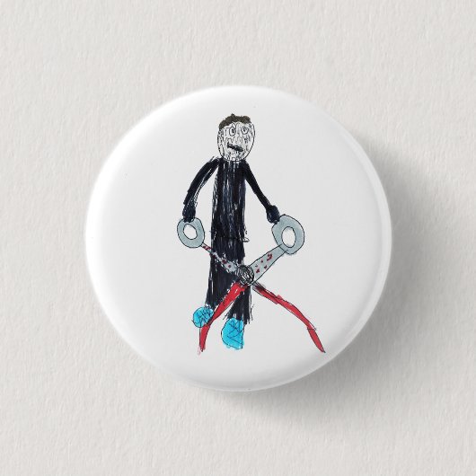 Badge Rond 2,50 Cm Homme à ciseaux par Claire (Devant)