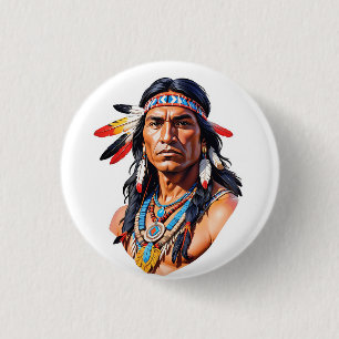 Badge Rond 2,50 Cm Homme amérindien