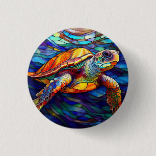 Badge Rond 2,50 Cm Honu à la tortue de mer Art en verre tendu