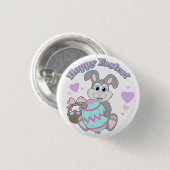 Badge Rond 2,50 Cm Hoppy Easter ! Bunny Easter (Devant & derrière)