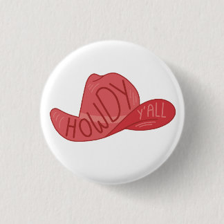 Badge Rond 2,50 Cm Howdy Y'all Cowboy/Cowgirl Casquette Art rose